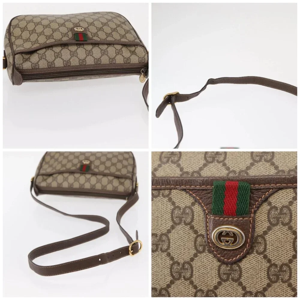 GUCCI GG Supreme Web Sherry Line Bag PVC Beige Gold 89 02 077 Auth 156280 - Picture 16 of 16